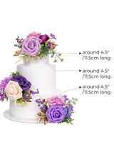 Purple 3Pcs Wedding  Artificial Flowers Decor Cake Decorations