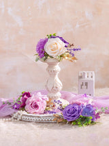 Purple 3Pcs Wedding  Artificial Flowers Decor Cake Decorations
