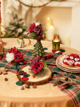 Burgundy 3Pcs Wedding  Artificial Flowers Decor Cake Decorations