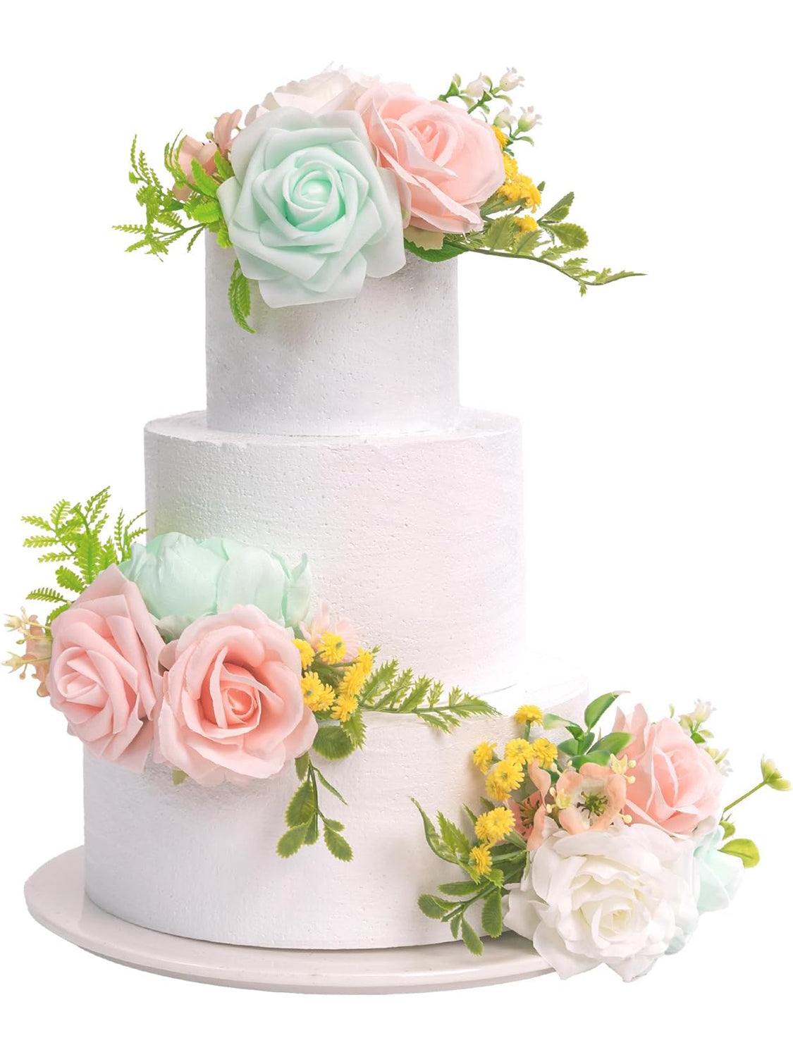 Mint Green and Pink 3Pcs Wedding  Artificial Flowers Decor Cake Decorations