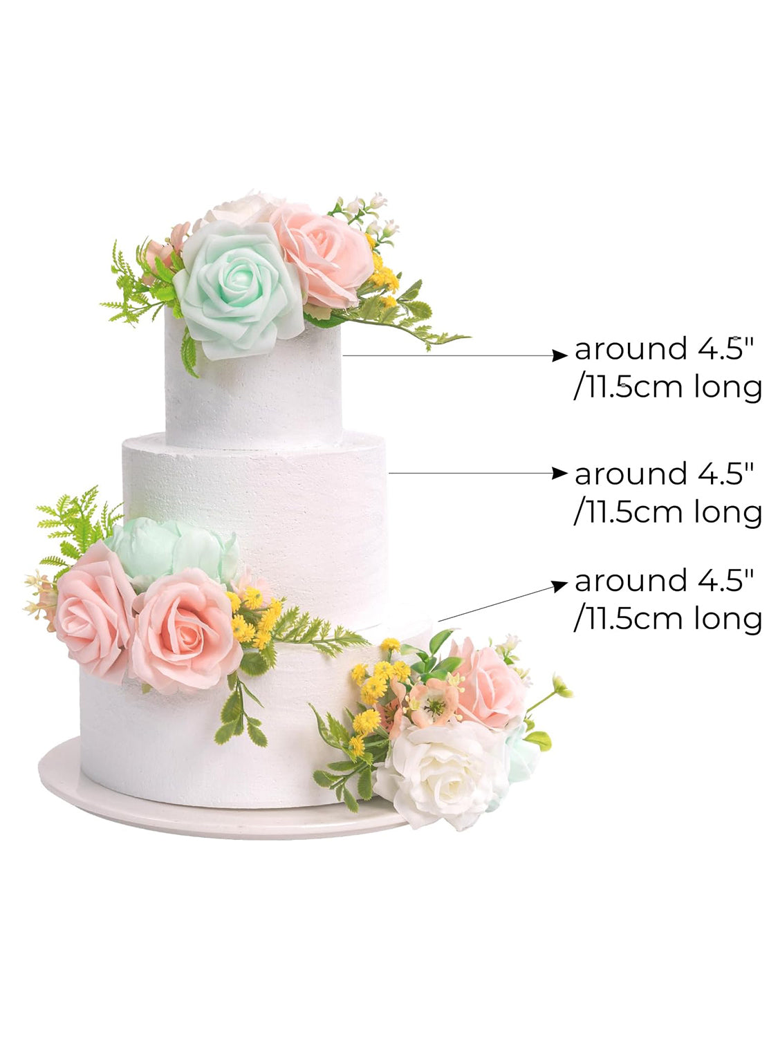 Mint Green and Pink 3Pcs Wedding  Artificial Flowers Decor Cake Decorations