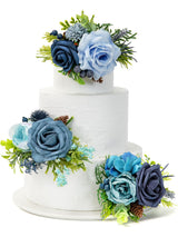 Navy Blue 3Pcs Wedding  Artificial Flowers Decor Cake Decorations