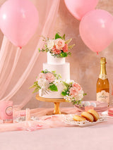 PeachPink & White 3Pcs Wedding  Artificial Flowers Decor Cake Decorations