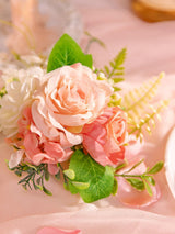 PeachPink & White 3Pcs Wedding  Artificial Flowers Decor Cake Decorations