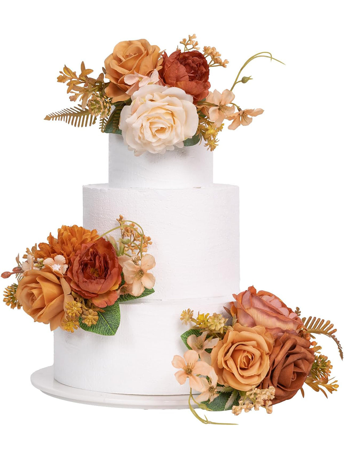 Burnt Orange 3Pcs Wedding  Artificial Flowers Decor Cake Decorations