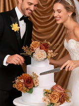 Burnt Orange 3Pcs Wedding  Artificial Flowers Decor Cake Decorations