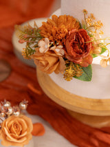Burnt Orange 3Pcs Wedding  Artificial Flowers Decor Cake Decorations