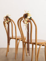 Earth Brown & Butter Yellow 8pcs Wedding Artificial Aisle Pew Flowers Chair Decorations