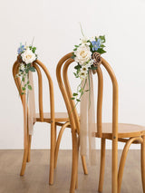 Tawny Beige & Earth Brown & Blue 8pcs Wedding Artificial Aisle Pew Flowers Chair Decorations