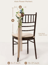 Tawny Beige & Earth Brown & Blue 8pcs Wedding Artificial Aisle Pew Flowers Chair Decorations