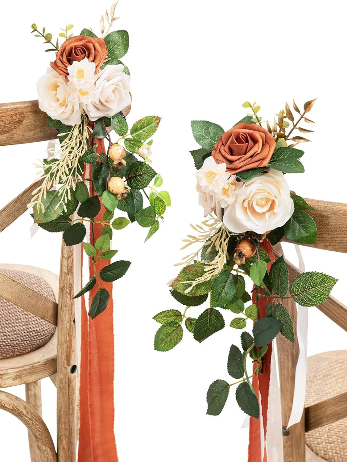 Sunset Terracotta 8pcs Wedding Artificial Aisle Pew Flowers Chair Decorations