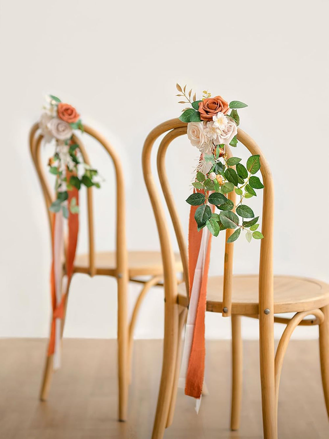 Sunset Terracotta 8pcs Wedding Artificial Aisle Pew Flowers Chair Decorations