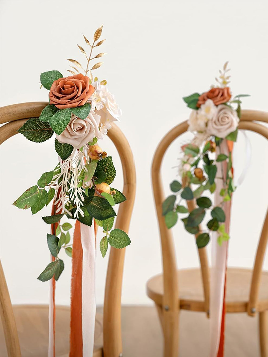 Sunset Terracotta 8pcs Wedding Artificial Aisle Pew Flowers Chair Decorations