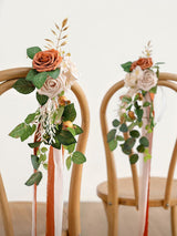 Sunset Terracotta 8pcs Wedding Artificial Aisle Pew Flowers Chair Decorations