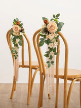 Apricot Sage 8pcs Wedding Artificial Aisle Pew Flowers Chair Decorations