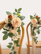 Apricot Sage 8pcs Wedding Artificial Aisle Pew Flowers Chair Decorations