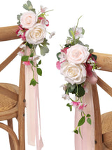 Powder Pink & Berry Pink 8pcs Wedding Artificial Aisle Pew Flowers Chair Decorations