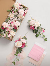 Powder Pink & Berry Pink 8pcs Wedding Artificial Aisle Pew Flowers Chair Decorations