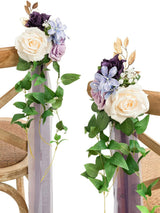 Lilac & Gold 8pcs Wedding Artificial Aisle Pew Flowers Chair Decorations