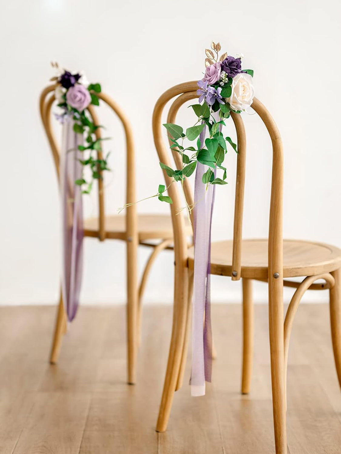 Lilac & Gold 8pcs Wedding Artificial Aisle Pew Flowers Chair Decorations