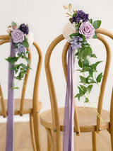 Lilac & Gold 8pcs Wedding Artificial Aisle Pew Flowers Chair Decorations