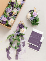 Lilac & Gold 8pcs Wedding Artificial Aisle Pew Flowers Chair Decorations