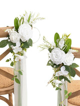 Lily White 8pcs Wedding Artificial Aisle Pew Flowers Chair Decorations