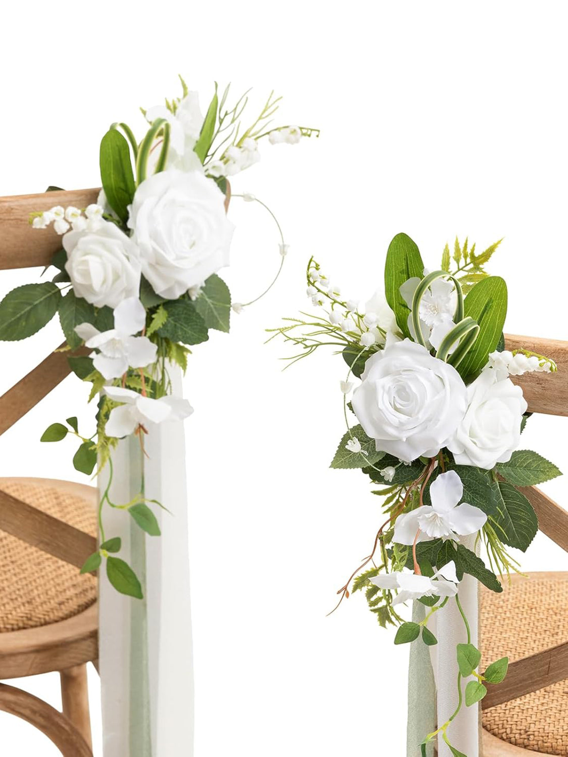 Lily White 8pcs Wedding Artificial Aisle Pew Flowers Chair Decorations