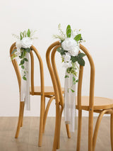 Lily White 8pcs Wedding Artificial Aisle Pew Flowers Chair Decorations