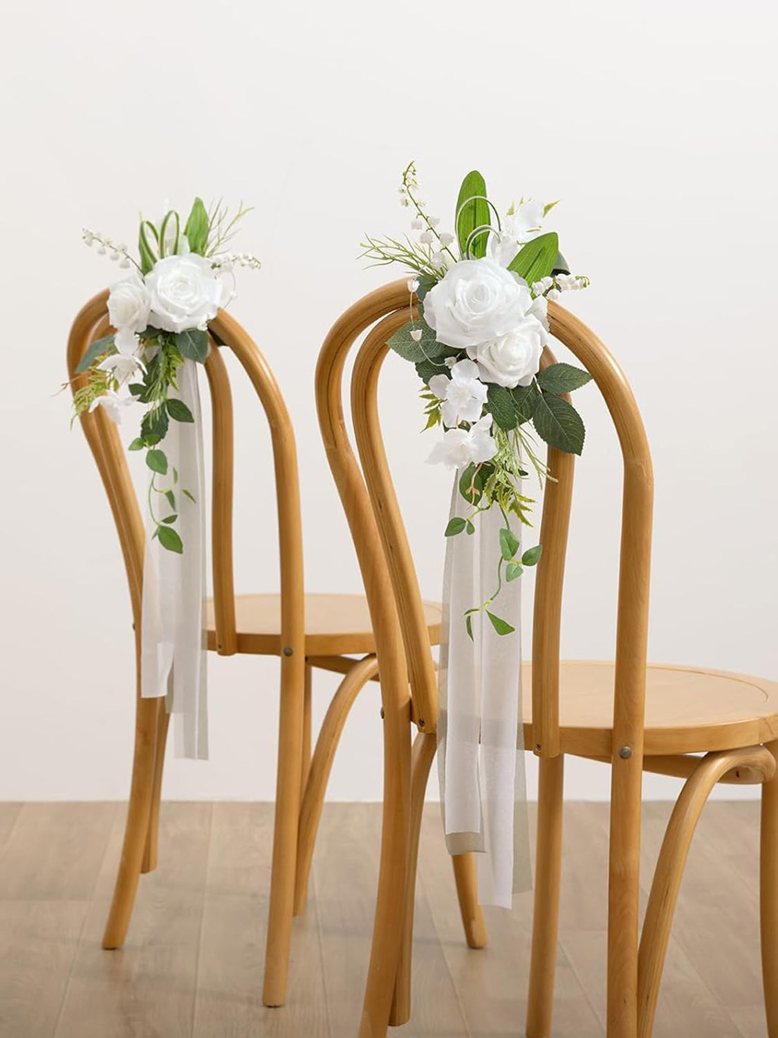 Lily White 8pcs Wedding Artificial Aisle Pew Flowers Chair Decorations
