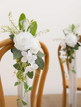 Lily White 8pcs Wedding Artificial Aisle Pew Flowers Chair Decorations