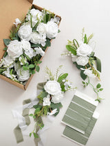 Lily White 8pcs Wedding Artificial Aisle Pew Flowers Chair Decorations