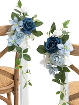 Dusty Blue 8pcs Wedding Artificial Aisle Pew Flowers Chair Decorations