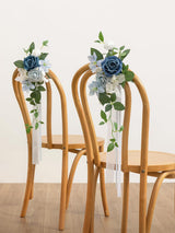 Dusty Blue 8pcs Wedding Artificial Aisle Pew Flowers Chair Decorations