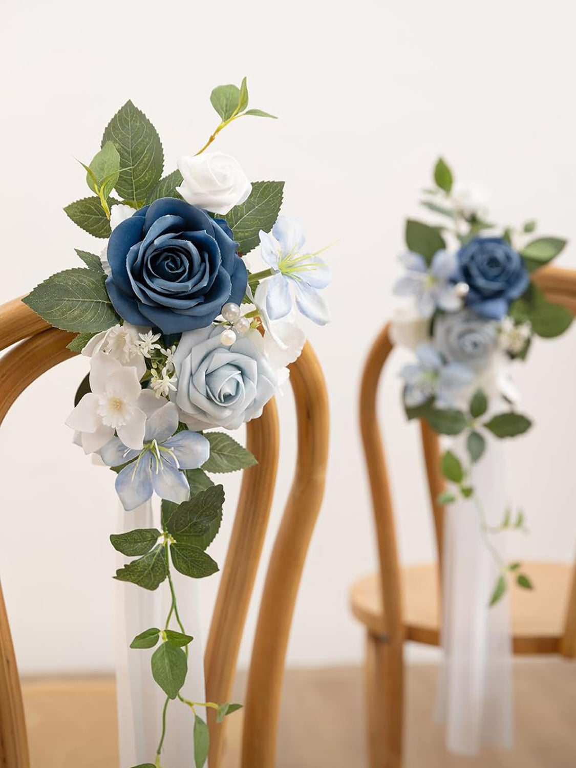 Dusty Blue 8pcs Wedding Artificial Aisle Pew Flowers Chair Decorations