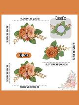 Burnt Orange Cake Flowers 3Pcs Faux Wedding Decoration