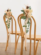 White & Begie 8pcs Wedding Artificial Aisle Pew Flowers Chair Decorations