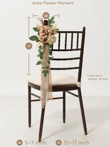 White & Begie 8pcs Wedding Artificial Aisle Pew Flowers Chair Decorations