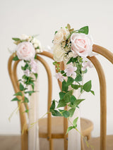 Blush & Cream 8pcs Wedding Artificial Aisle Pew Flowers Chair Decorations