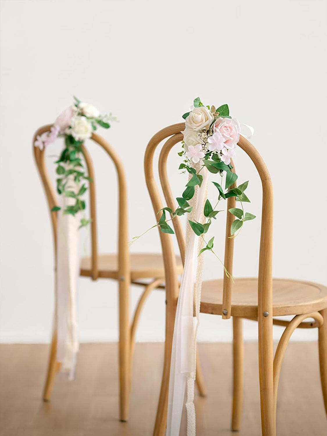 Blush & Cream 8pcs Wedding Artificial Aisle Pew Flowers Chair Decorations
