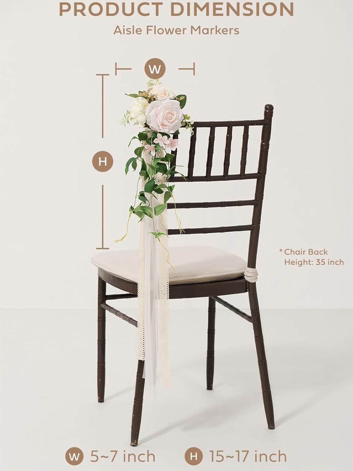 Blush & Cream 8pcs Wedding Artificial Aisle Pew Flowers Chair Decorations