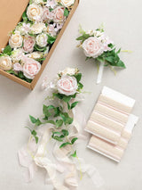 Blush & Cream 8pcs Wedding Artificial Aisle Pew Flowers Chair Decorations