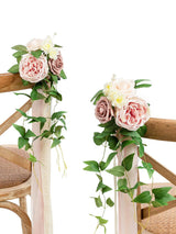 Dusty Rose & Cream 8pcs Wedding Artificial Aisle Pew Flowers Chair Decorations