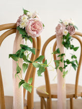 Dusty Rose & Cream 8pcs Wedding Artificial Aisle Pew Flowers Chair Decorations