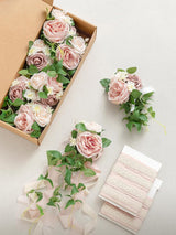 Dusty Rose & Cream 8pcs Wedding Artificial Aisle Pew Flowers Chair Decorations