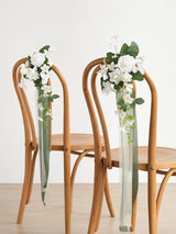 White & Sage 8pcs Wedding Artificial Aisle Pew Flowers Chair Decorations