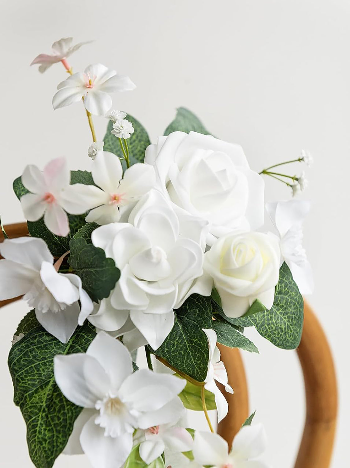 White & Sage 8pcs Wedding Artificial Aisle Pew Flowers Chair Decorations