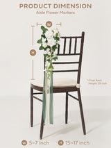 White & Sage 8pcs Wedding Artificial Aisle Pew Flowers Chair Decorations