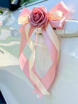 Pink Wedding Car Door Handle Decorative Flowers Bowknot 6Pcs