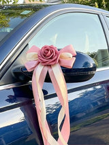 Pink Wedding Car Door Handle Decorative Flowers Bowknot 6Pcs